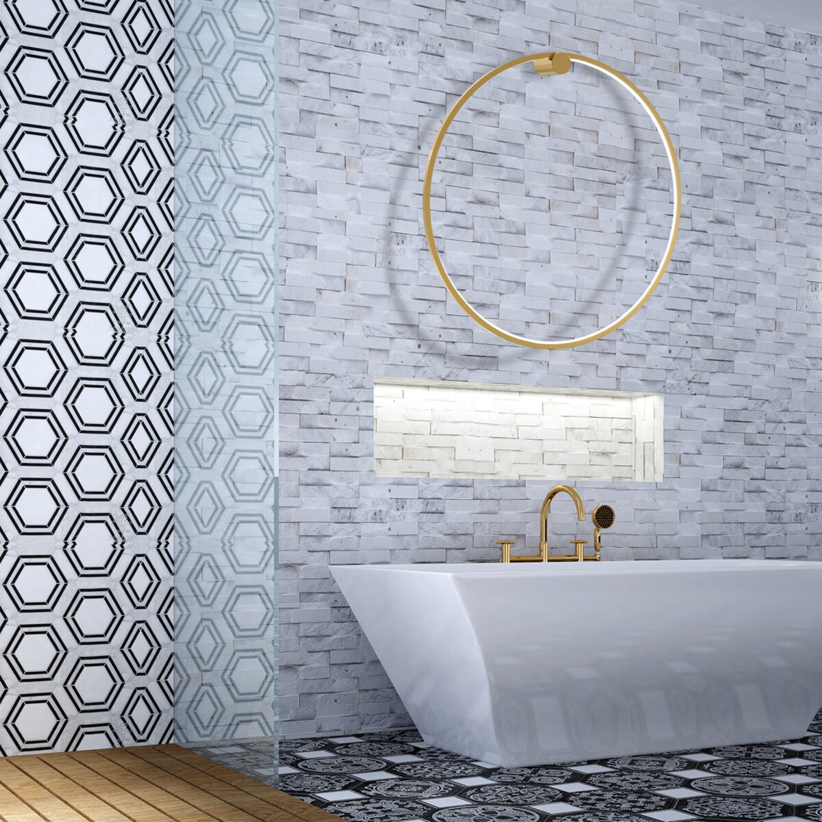 Okrągły kinkiet do łazienki Saturno ML8853 Milagro LED 46W 4000K IP44 złoty