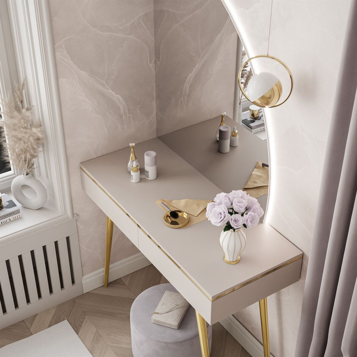 Toaletka AURORA-SQ kaszmir z lustrem prawym