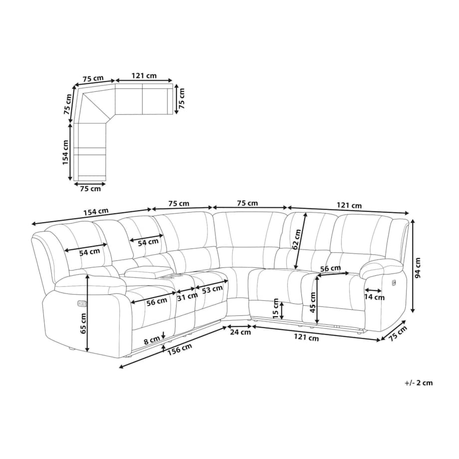 Sofa z manualną funkcją relaksu beżowa ROKKE