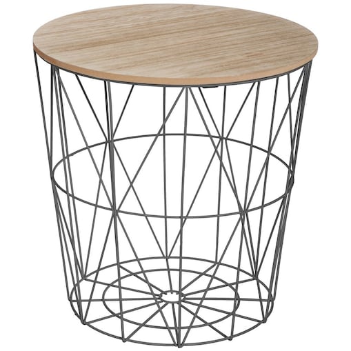 Stolik kawowy z funkcją schowka, kosz, 2w1