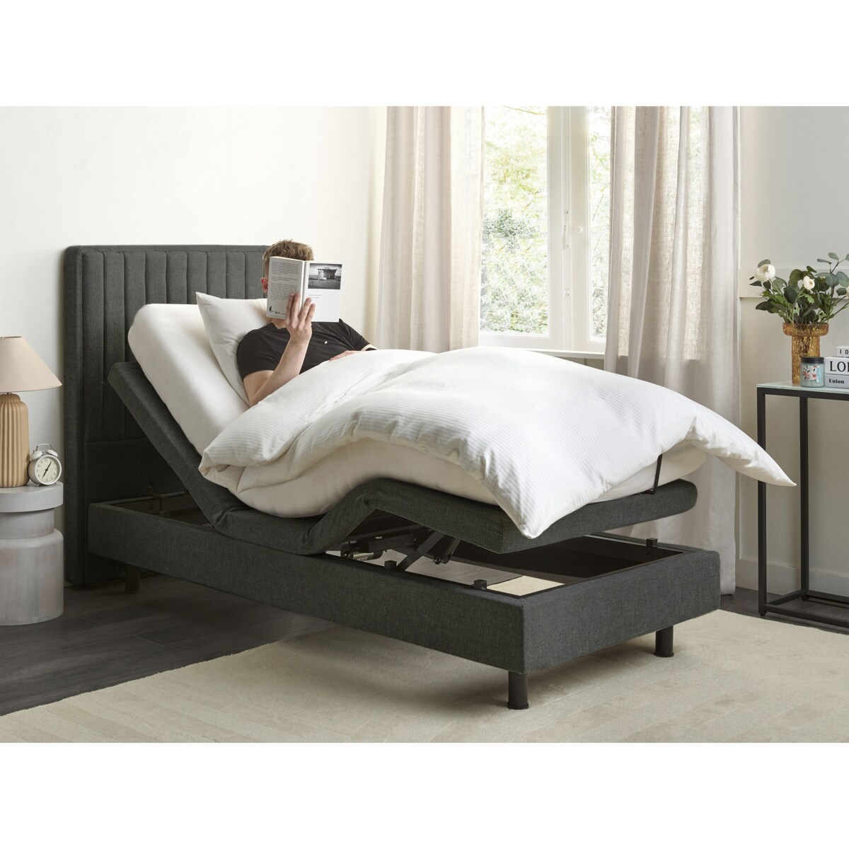 Łóżko regulowane DUKE II 80 x 200 cm Ciemnoszary
