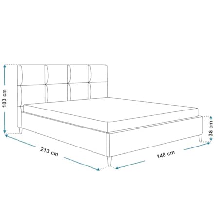 Łóżko tapicerowane 140x200 LUXO 1 na drewnianych nogach - beżowe