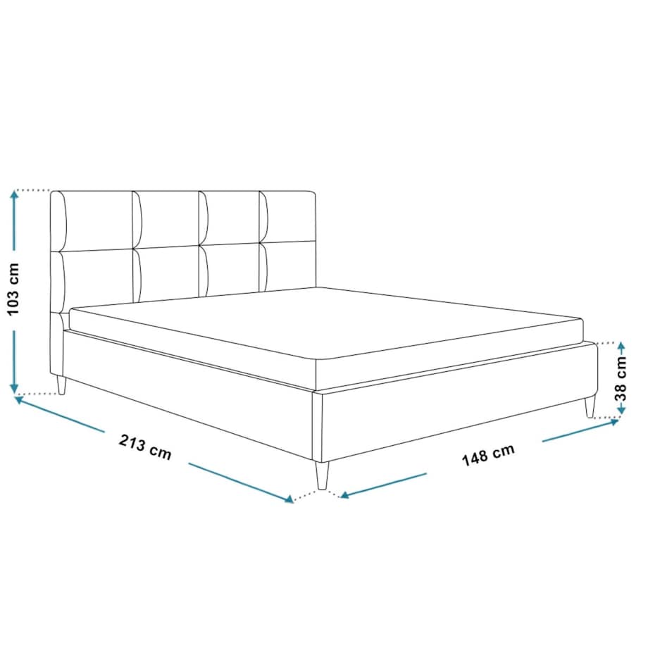 Łóżko tapicerowane 140x200 LUXO 1 na drewnianych nogach - beżowe