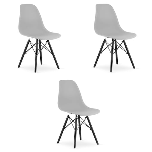 Krzesło Do Jadalni Kuchni Salonu Osaka Szare / Nogi Czarne X 3