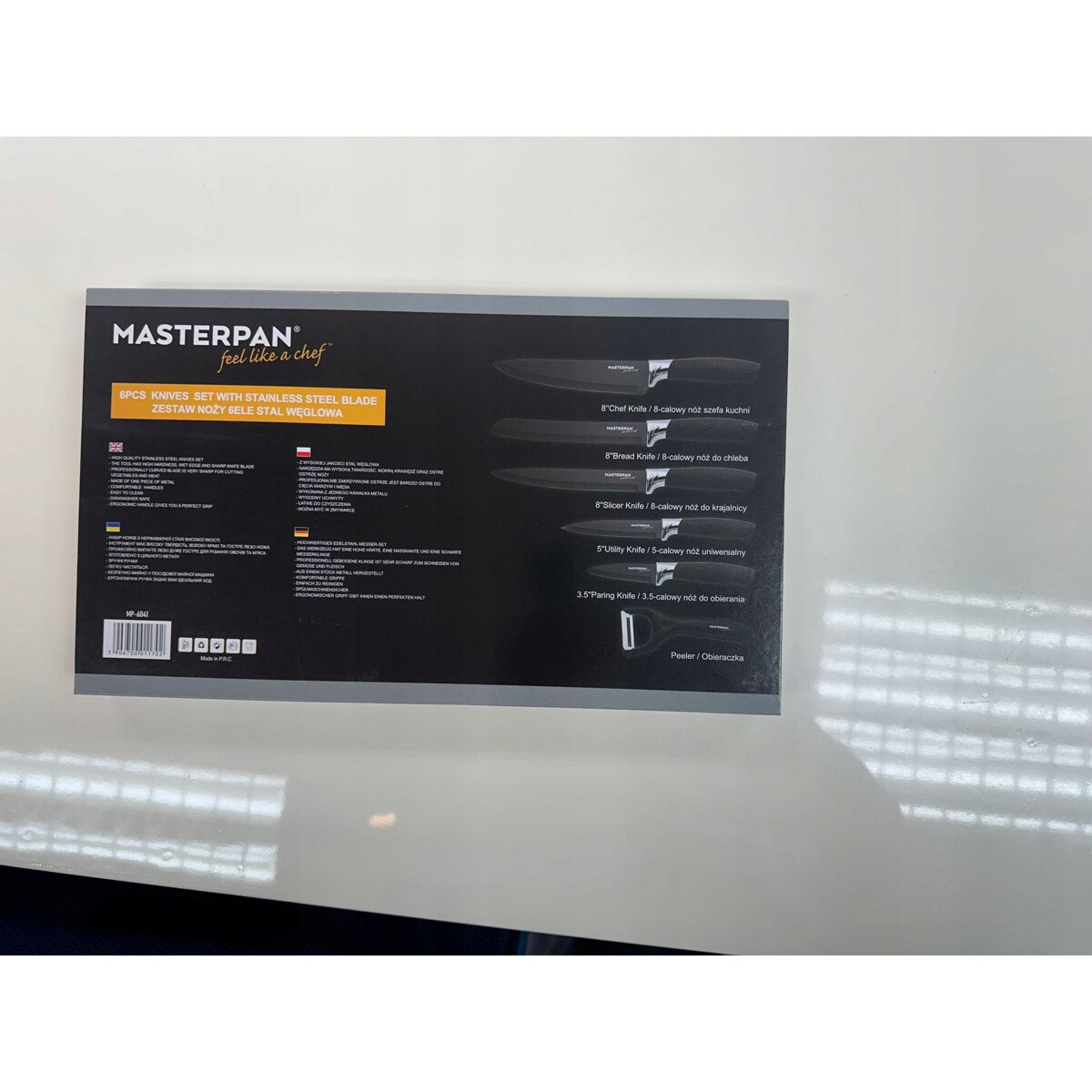 Zestaw Komplet Noży Kuchennych Czarne W Pudełku 6 El. Obieraczka Ostre