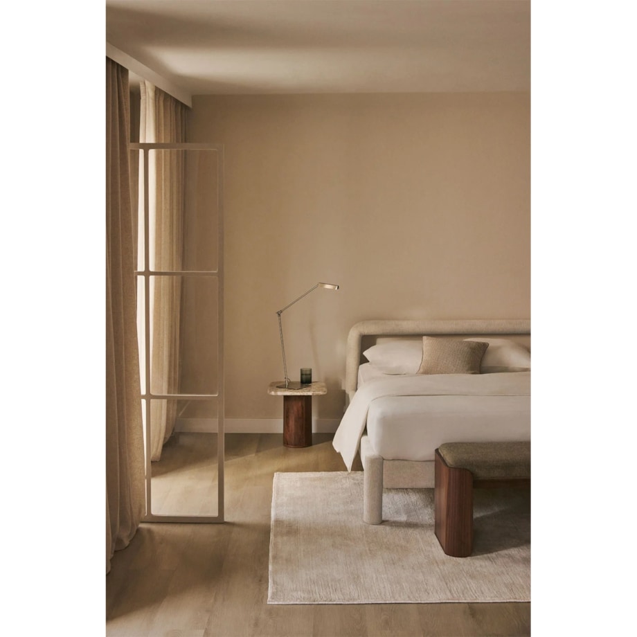 Łóżko tapicerowane, szenilowe, kremowo-beżowe Eneko, 160x200 cm