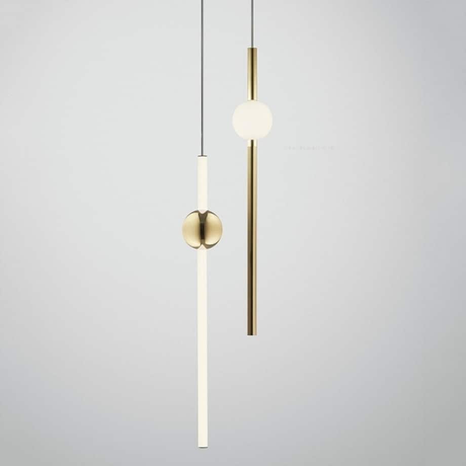 Lampa Sufitowa Wisząca Długa Led Złoto Biała Gold