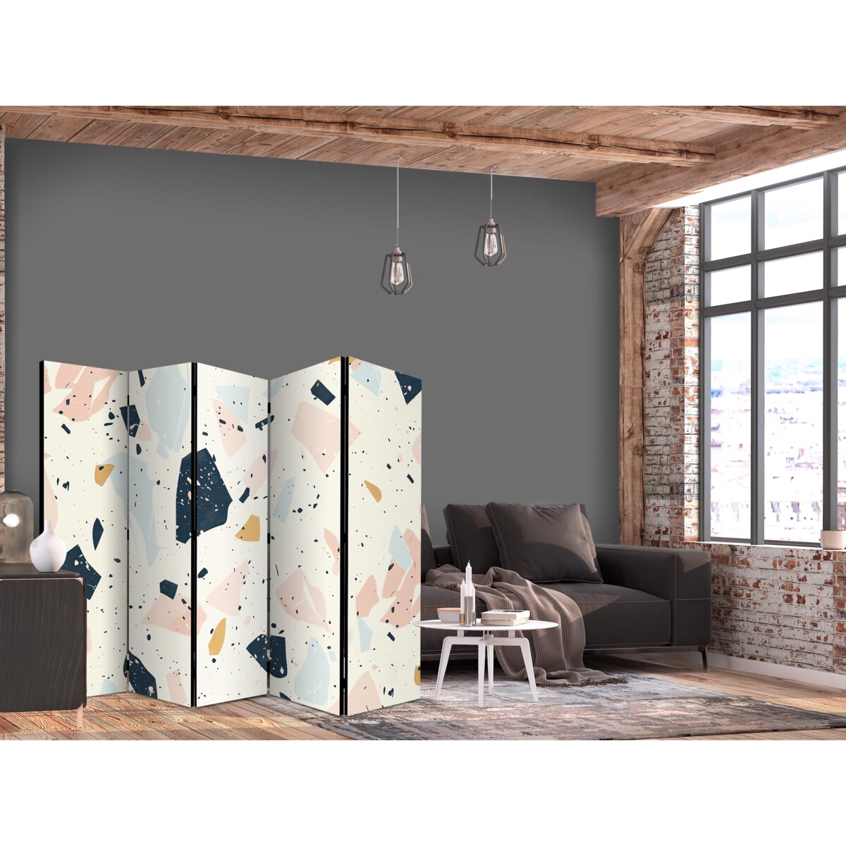 Parawan Dwustronny Lastriko W Stonowanych Kolorach 225x172cm