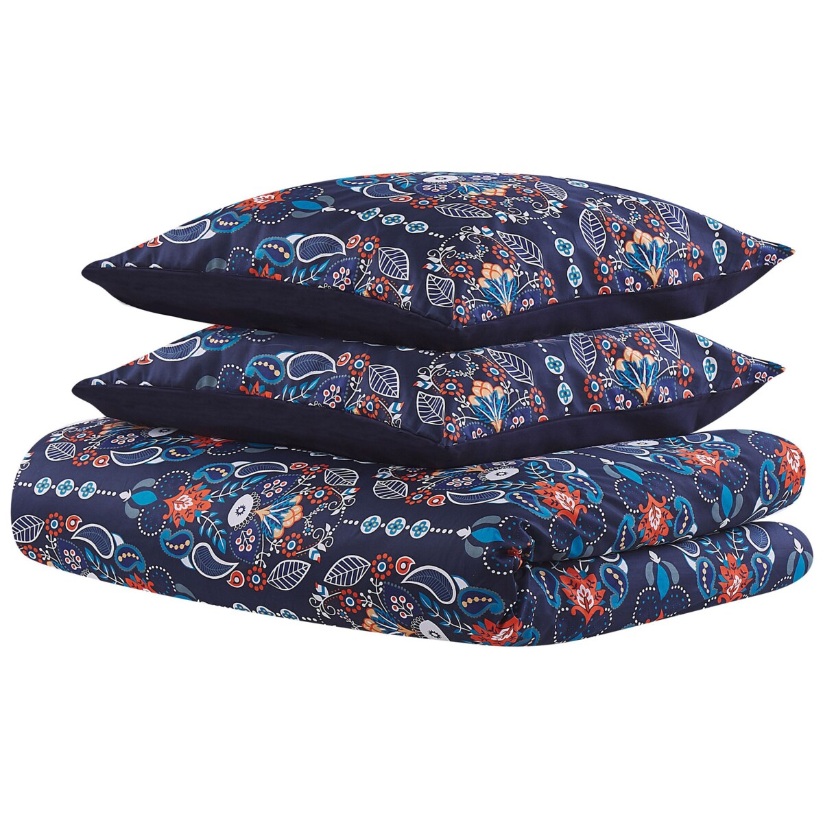 Komplet pościeli bawełnianej satynowej orientalny wzór 135 x 200 cm niebieski MADRONA