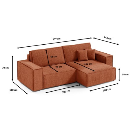 Narożnik z funkcją spania MILLE Mini Kolor: POSO 40