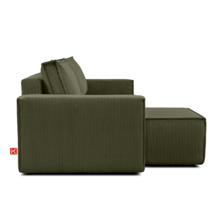 KONSIMO NAPI Narożnik uniwersalny z funkcją spania, oliwkowy prawy/lewy