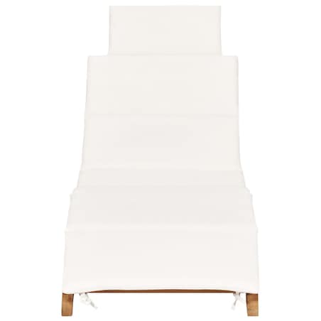 vidaXL Składany leżak z kremową poduszką, lite drewno tekowe