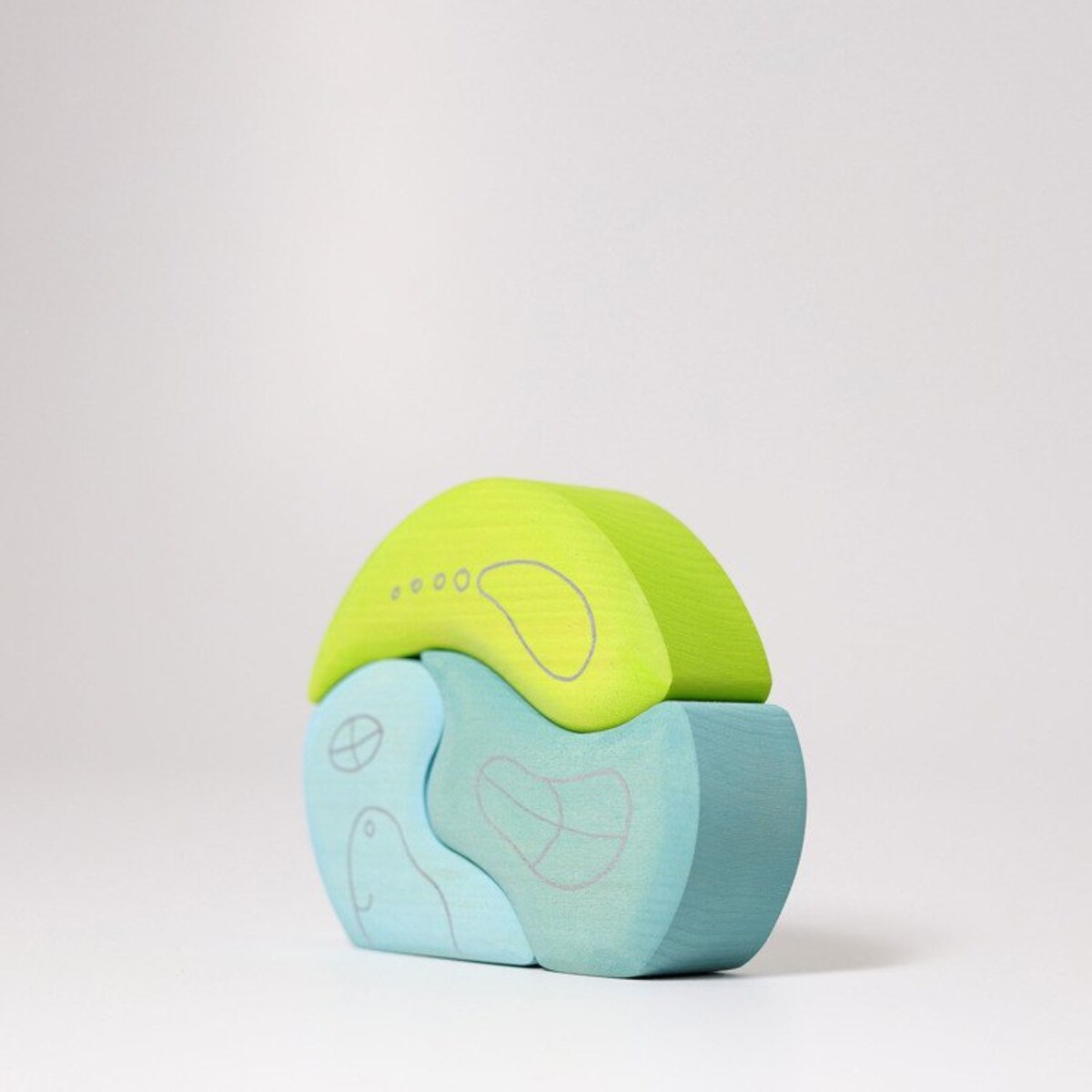 Kształt Domek Krasnoludków - drewniane klocki Grimm's niebieskie 1+