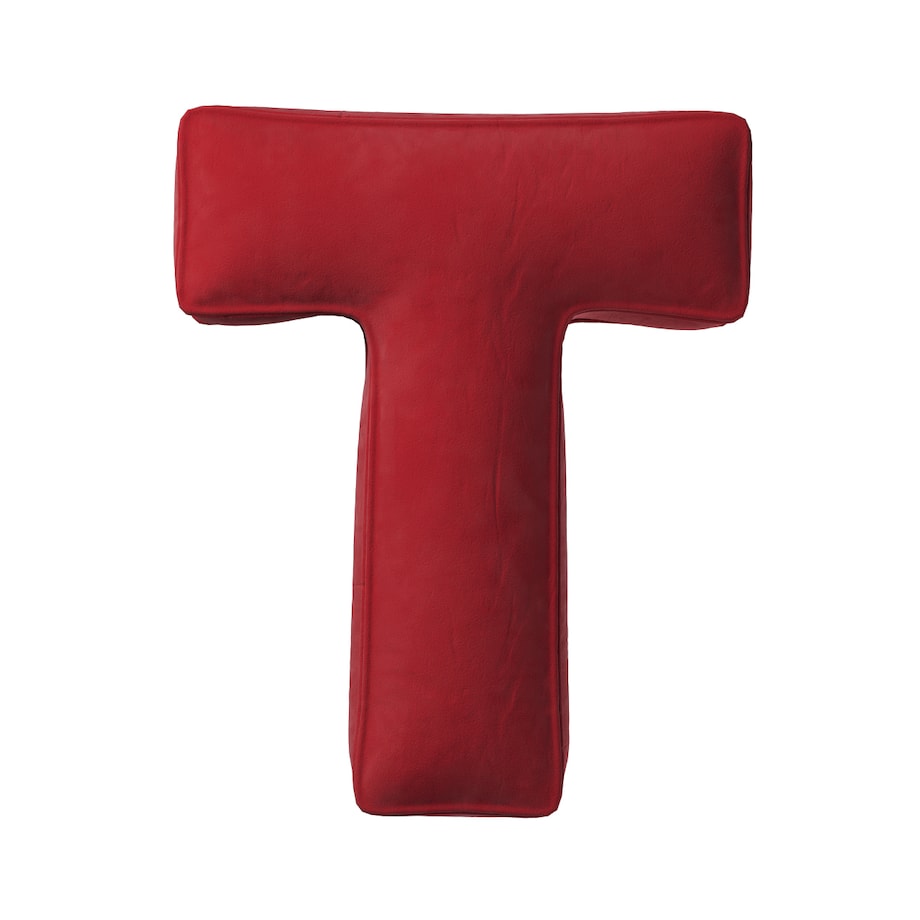 Poduszka literka T, intensywna czerwień, 35x40cm, Posh Velvet