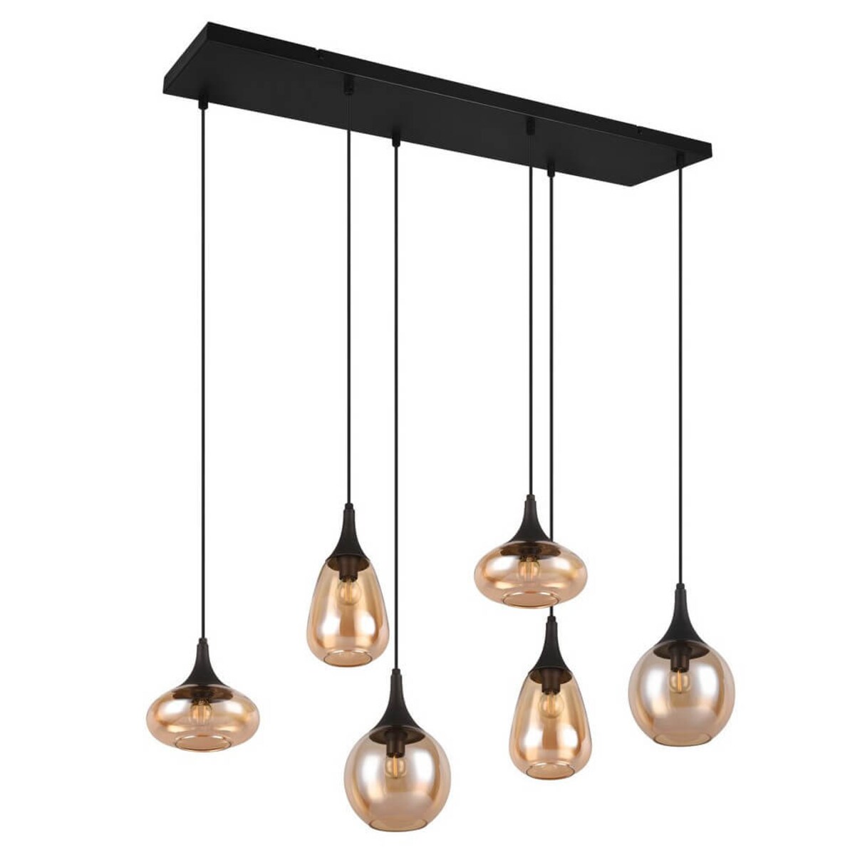 Wielopunktowa lampa zwieszana Lumina 317000613 Trio czarna bursztynowa