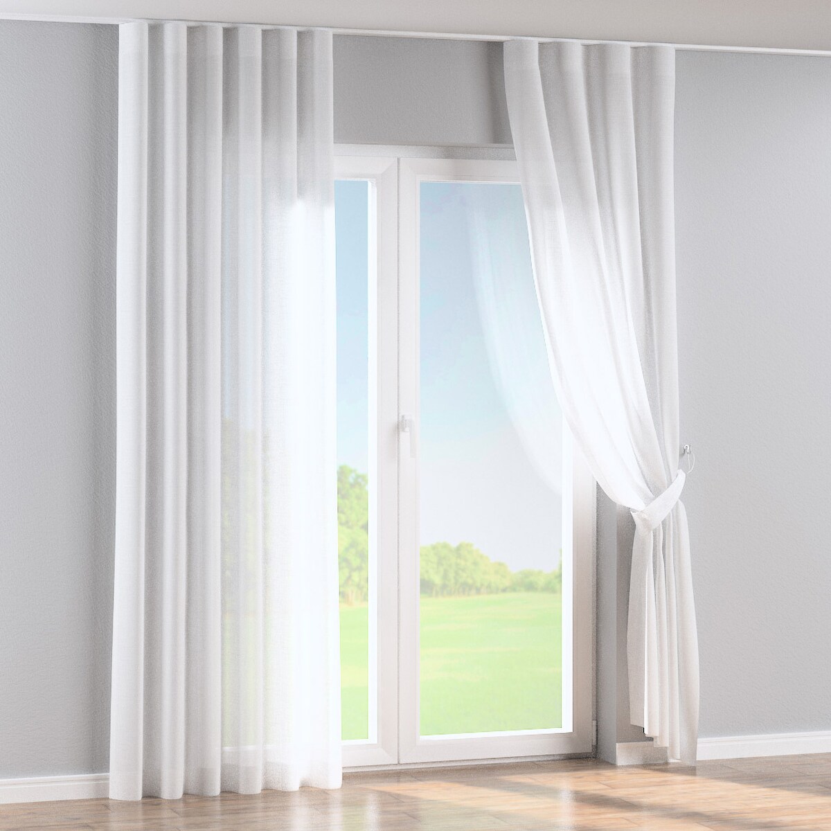 Zasłona na taśmie wave 130x260 prześwitujący biały