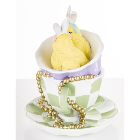 Dekoracja - para kurczaków i 2 filiżanki 14x11,5x11,5 cm