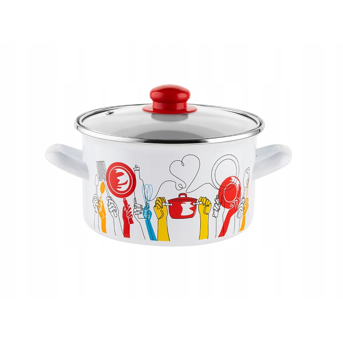 GARNEK EMALIOWANY polska pleszew 18 cm 2,6L do gotowania zup obiad kuchenny