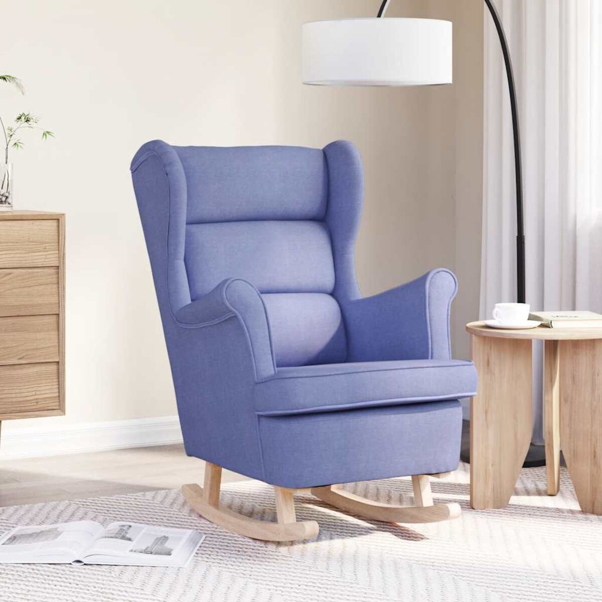 vidaXL Fotel bujany, niebieski, 74x90x102 cm, tapicerowany tkaniną