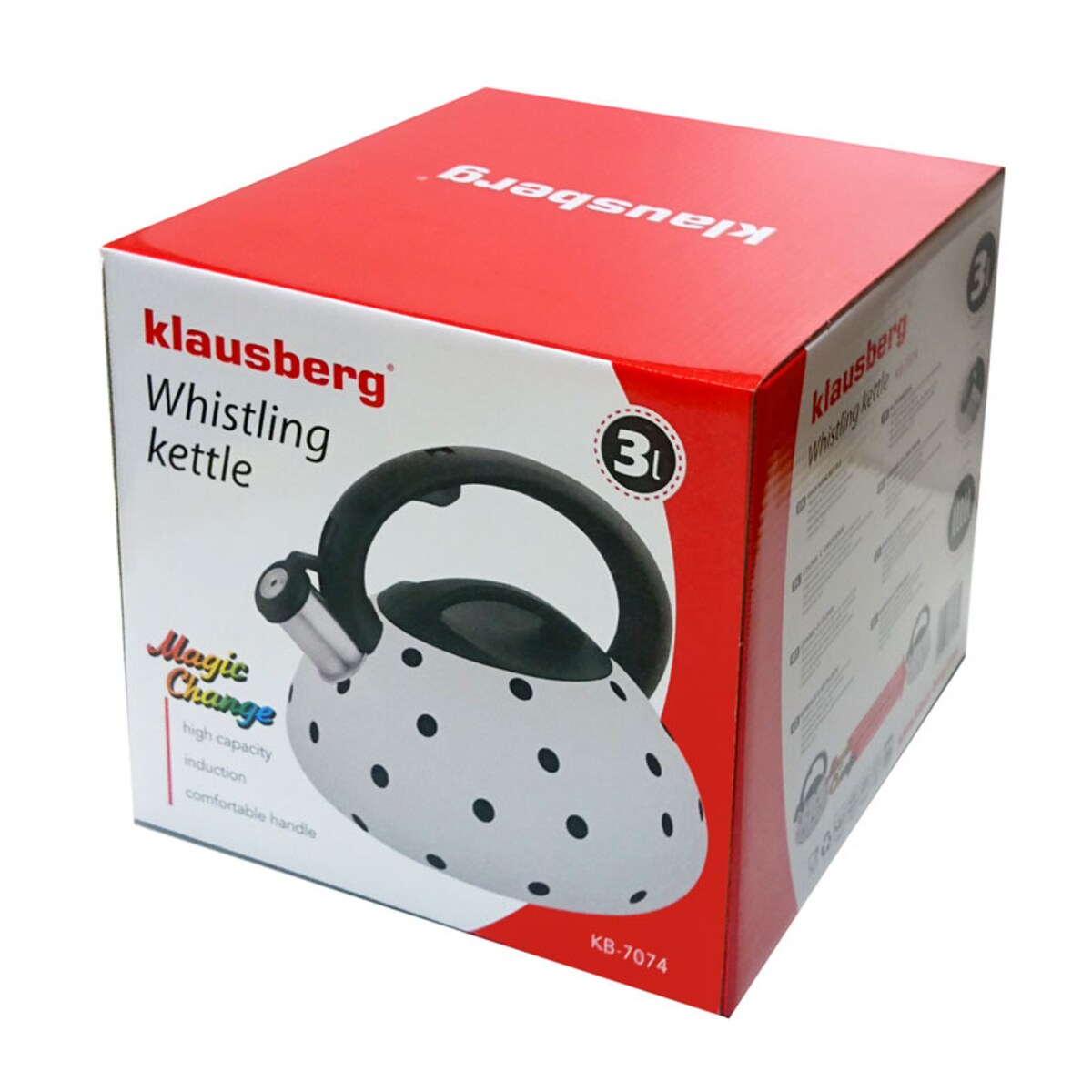 Czajnik stalowy z gwizdkiem Magic Change zmieniający kolor 3L KLAUSBERG