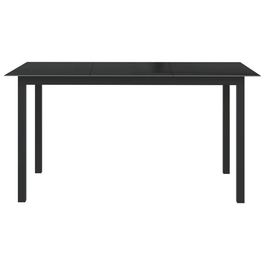 vidaXL Stół ogrodowy, czarny, 150x90x74 cm, aluminium i szkło