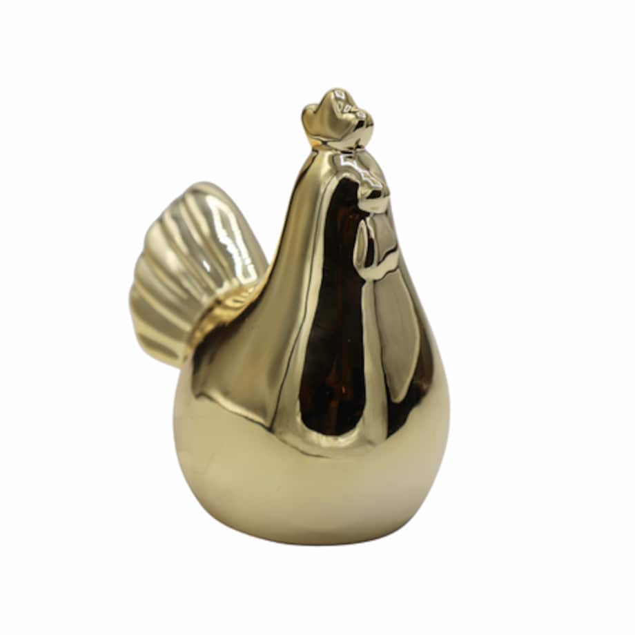 Dekoracja - kura ceramiczna 15,7x14x9 cm GALINA złota