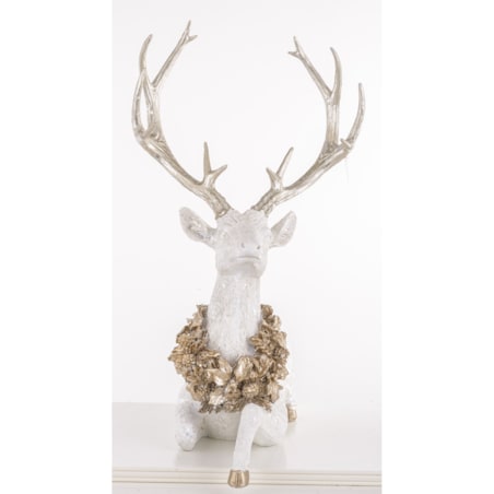 Figurka - jeleń leżący 53x50x29 cm SASEUM srebrny