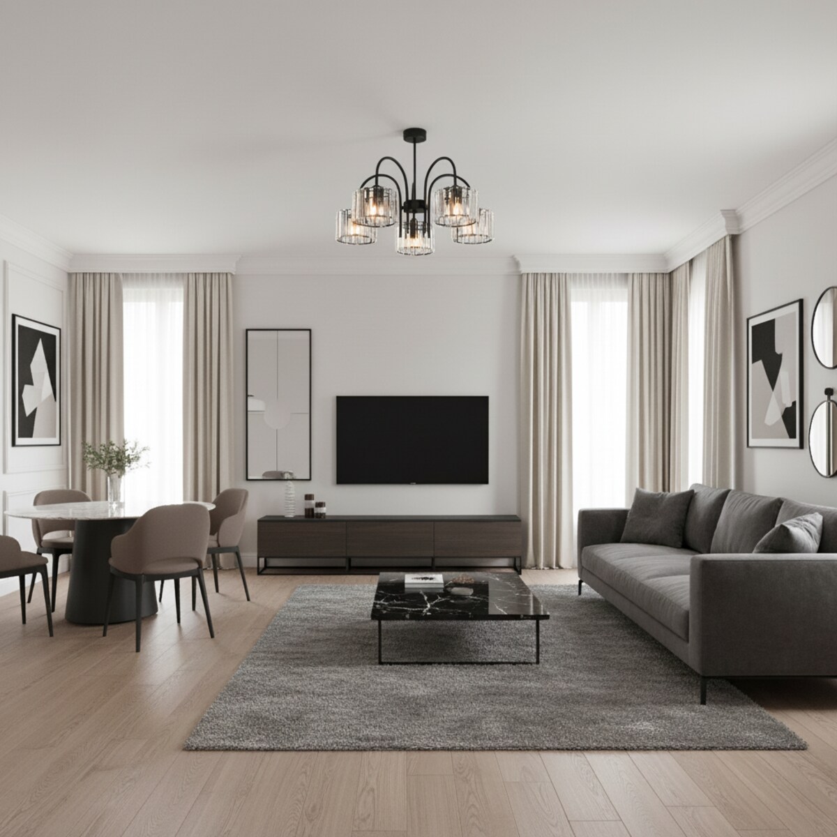 lampa sufitowa wisząca 5 punktowa edylit glamour