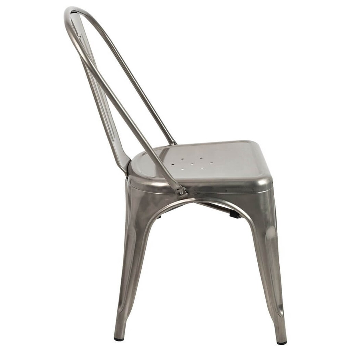 Nowoczesne krzesło srebrne Tower z lakierowanego metalu