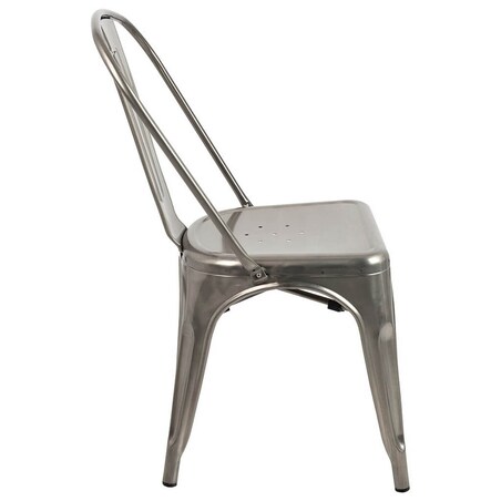Nowoczesne krzesło srebrne Tower z lakierowanego metalu
