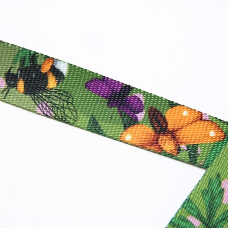 Smycz przepinana dla psa lub kota "Bug off" - Szerokość taśmy: 15mm, Rozmiar: S oraz Rodzaj: Mini karabinek