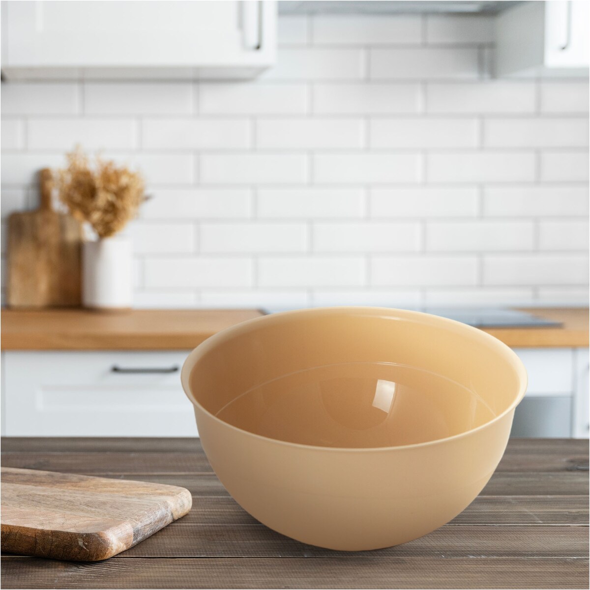 Miska Plastikowa Okrągła Kuchenna Zestaw Misek 3 Szt. Misa Beżowa