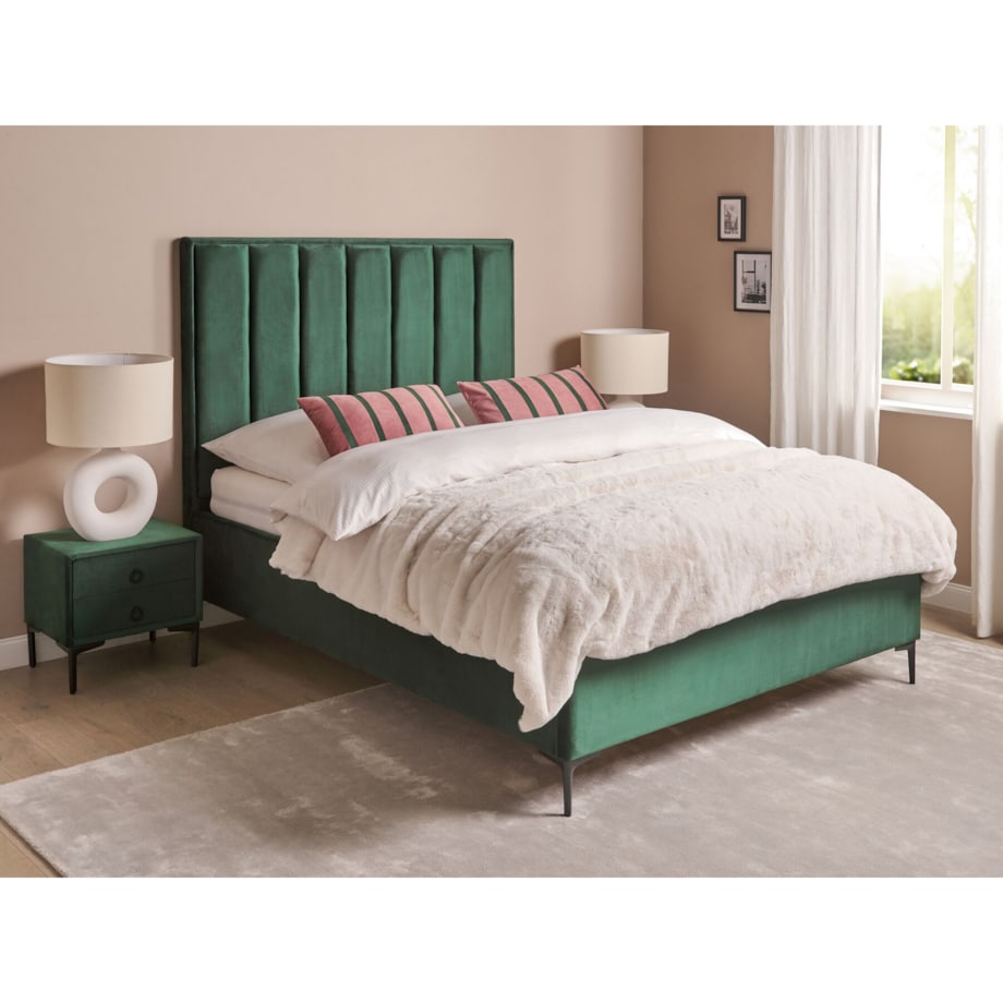 Zestaw mebli do sypialni welurowy 140 x 200 cm zielony SEZANNE