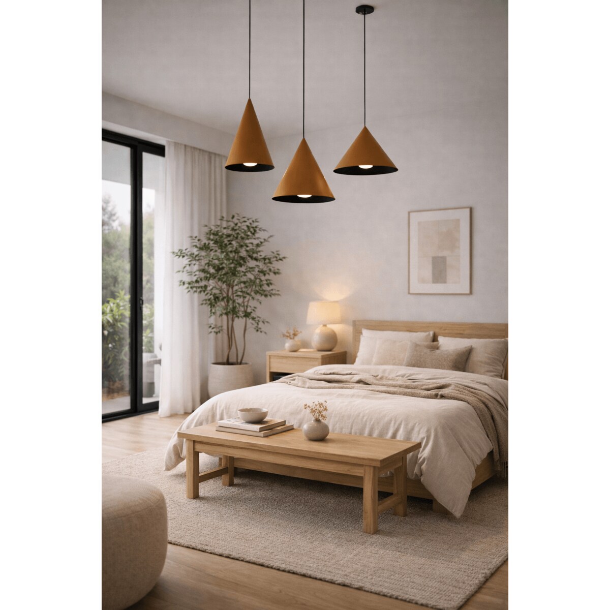 LAMPA WISZĄCA ALUMINIOWA NIRENZA BRĄZOWA