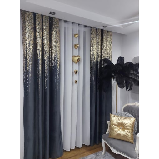 Zasłona welurowa Złoty Deszcz 140x250 cm