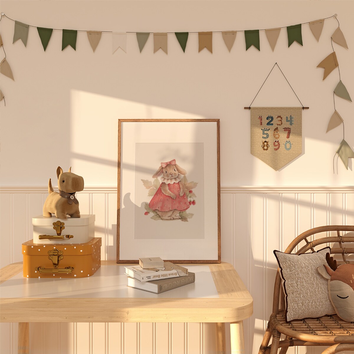 Plakat dla dzieci Króliczek w sukience 20x30