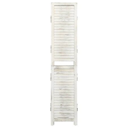 vidaXL Parawan 6-panelowy, postarzany biały, 215x166 cm, lite drewno