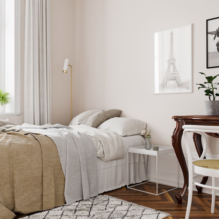 Regulowana lampa stojąca Puls metalowa tuba biała złota