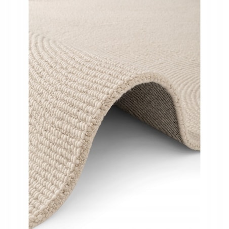 Dywan wełniany do salonu 160x230cm, kremowy wzór w półkola, efekt 3d