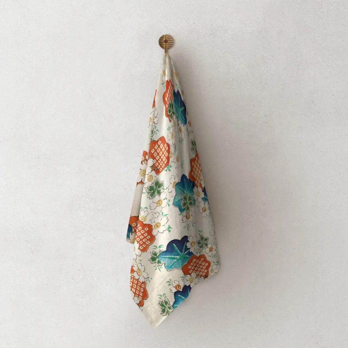 Lniany ręcznik kuchenny - japońskie kwiaty