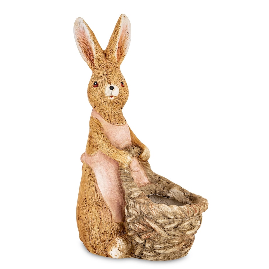 Dekoracja - królik z dużym koszykiem 46x18x26 cm i fartuszkiem