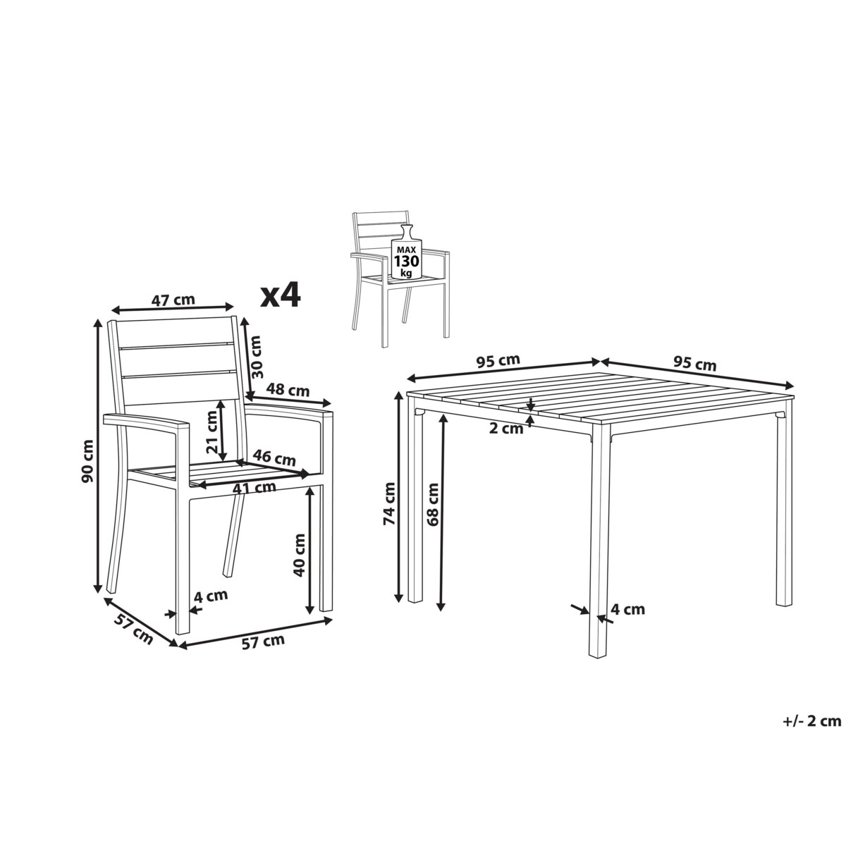 Zestaw ogrodowy stół i 4 krzesła beżowy PRATO