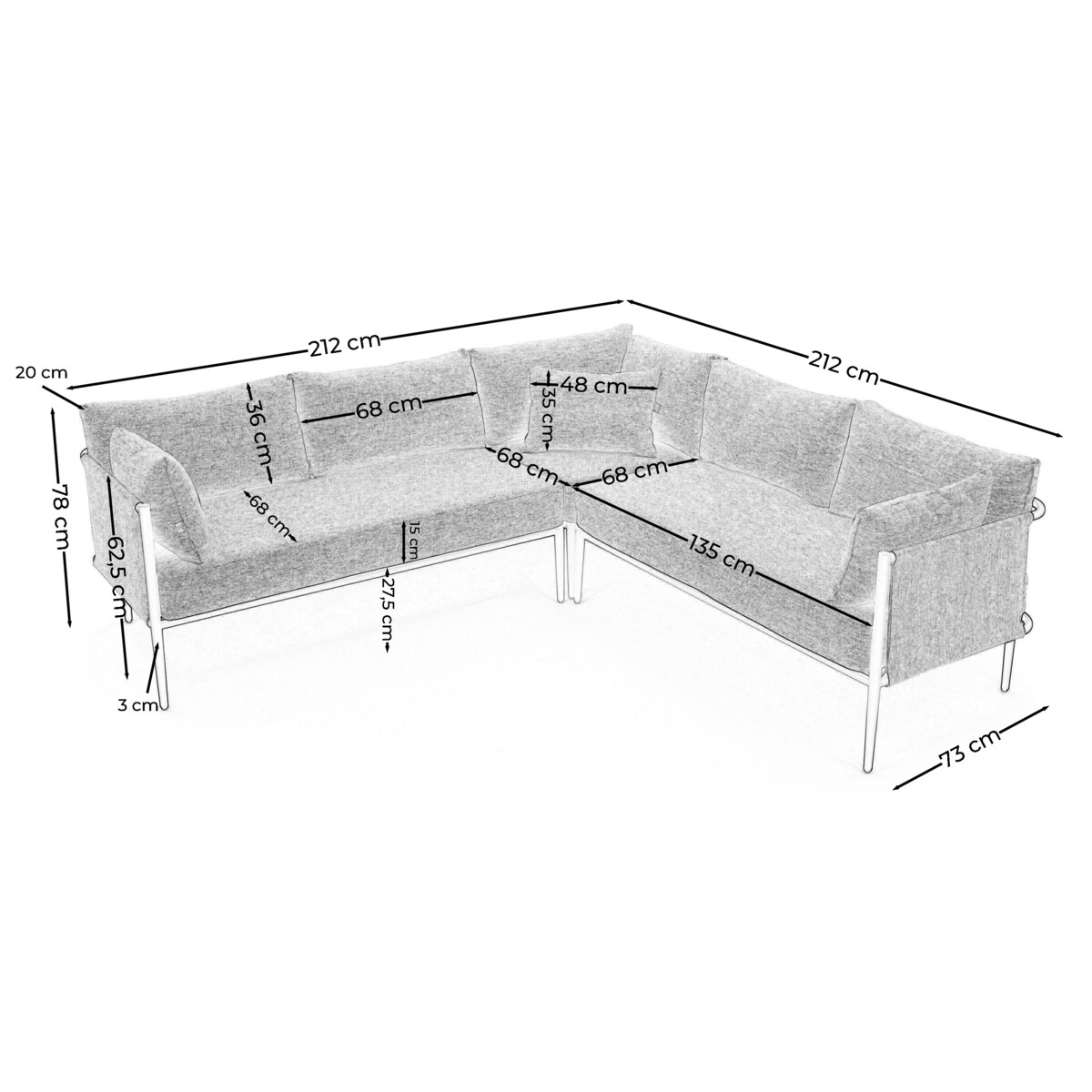 Zestaw mebli ogrodowych aluminiowe nowoczesne narożnik BELIZE beżowo czarne