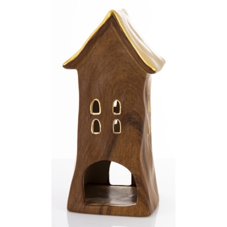 Dolomitowy domek na tea-lighty 20,5x9,5x9 cm brązowy big