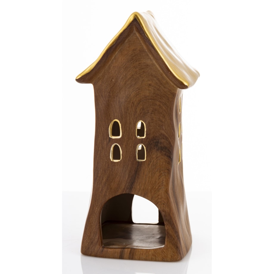 Dolomitowy domek na tea-lighty 20,5x9,5x9 cm brązowy big