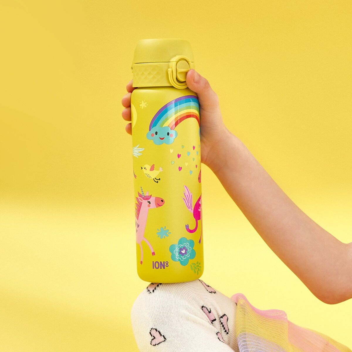 Butelka ION8 Single Wall I8SS600PYUNIC Unicorns (Yellow)