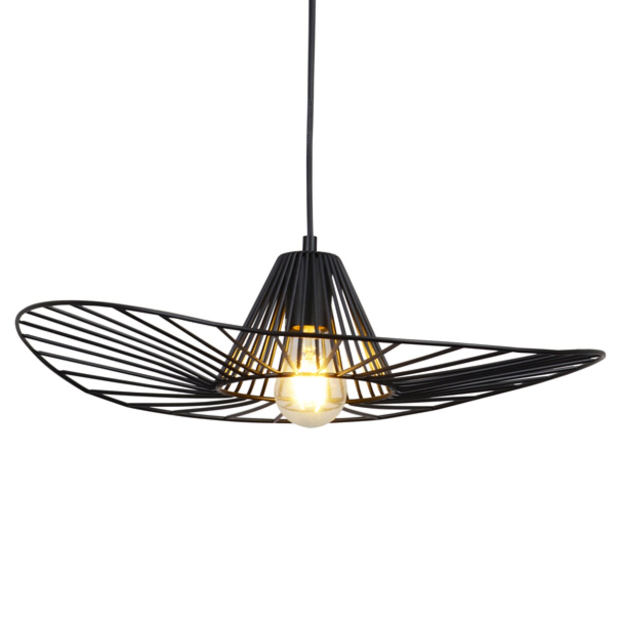 Industrialna LAMPA wisząca ABANO 317186 Polux druciana OPRAWA metalowy ZWIS loftowy czarny kapelusz