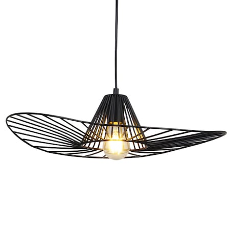 Industrialna LAMPA wisząca ABANO 317186 Polux druciana OPRAWA metalowy ZWIS loftowy czarny kapelusz