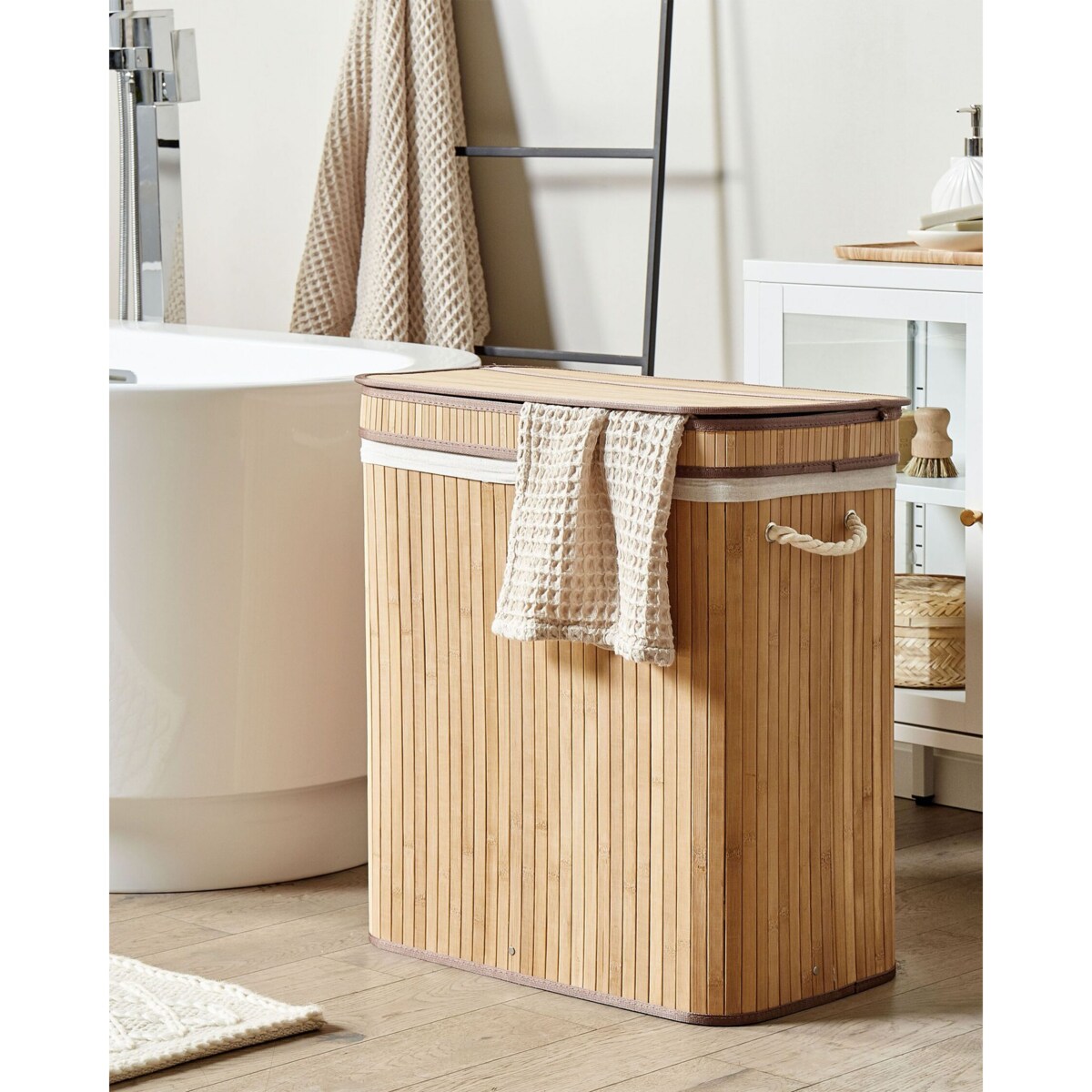 Kosz bambusowy z pokrywką jasne drewno KALTHOTA