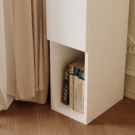 Szafka nocna biała z szufladą stolik z półką nowoczesny loft do sypialni